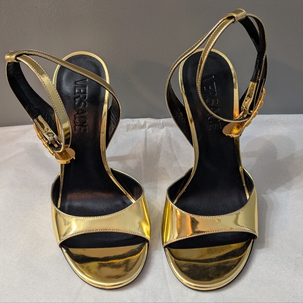 Versace Gold Heels - Picture 2 of 11